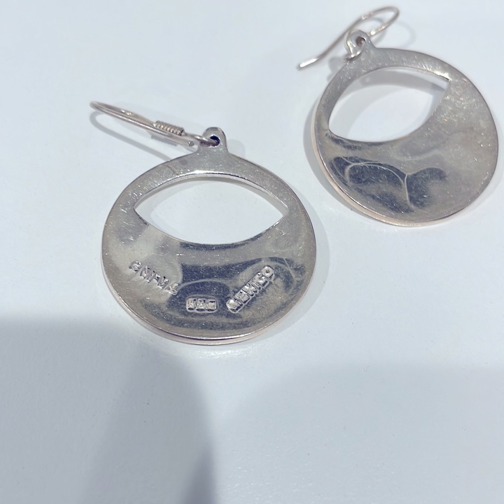Beautiful silver and turquoise hanging earrings. Hook back. EUC - Picture 3 of 3